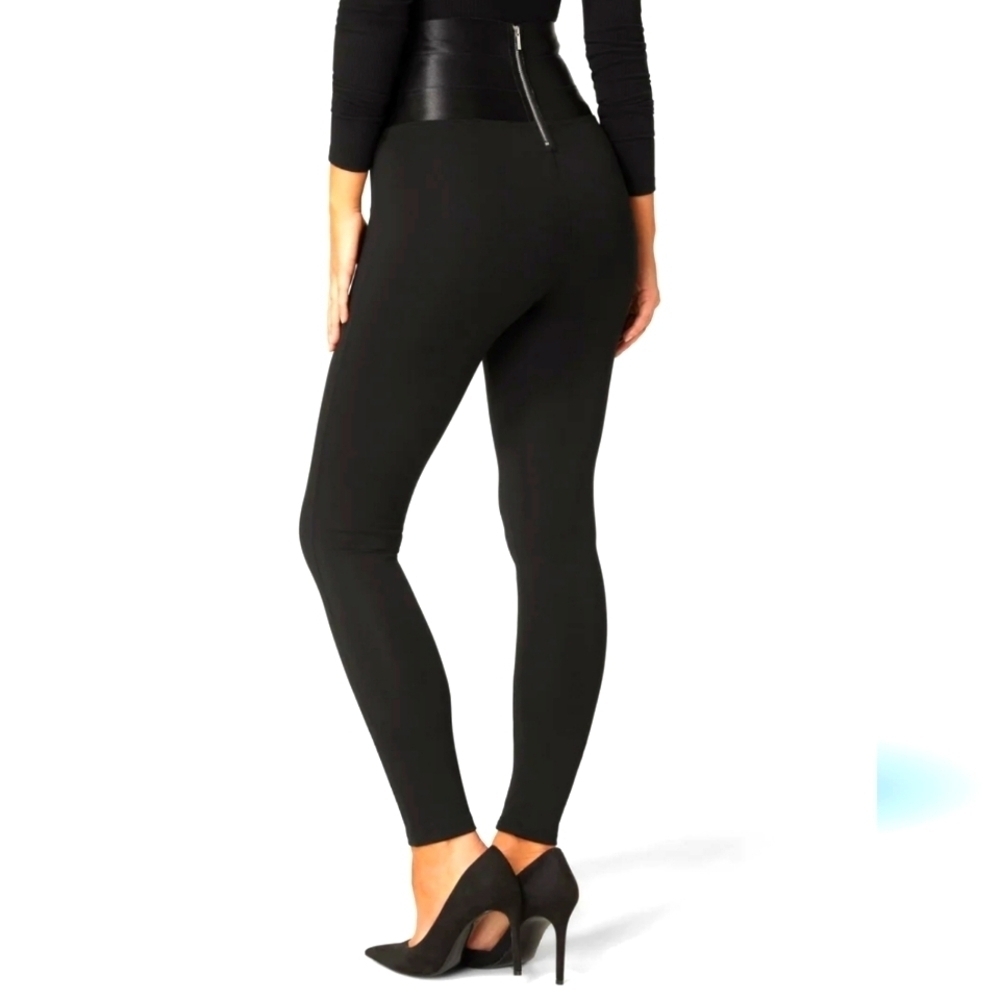 💚5/$25 bebe Black Leather Moto Pants High-Waisted Faux Leather Leggings Skinny